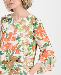 Kasper Petite Ruffle-Sleeve Pull-On Woven Top