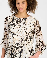 Kasper Women's Printed Flared-Cuff Blouse