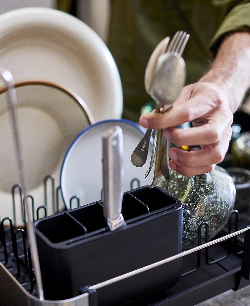 Joseph Extend Steel Plus 6.75" Expandable Dish Rack with Wine Glass Holder