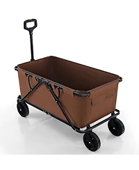 Sugift Collapsible Folding Wagon Cart with Adjustable Handlebar