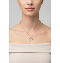 GiGiGirl Sterling Silver Cubic Zirconia Double Heart Micro Pave Pendant