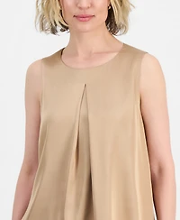 Kasper Women's Sleeveless Pleated Satin Top