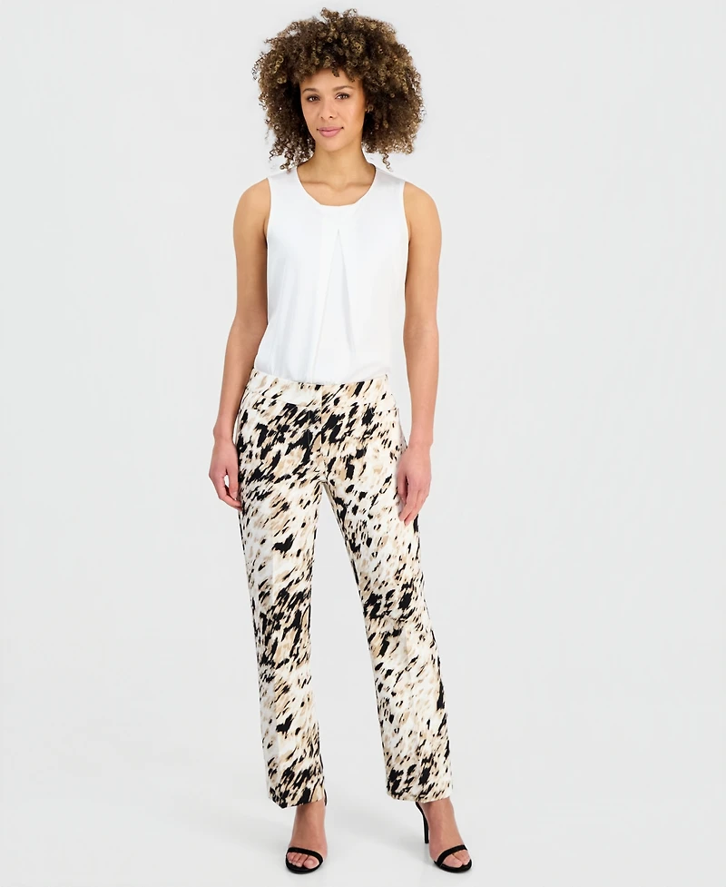 Kasper Women's Animal-Print Straight-Leg Pants