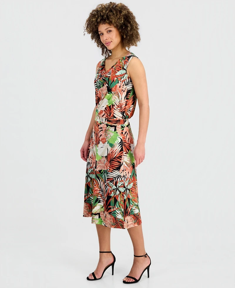 Kasper Women's Printed Pull-On Midi Skirt