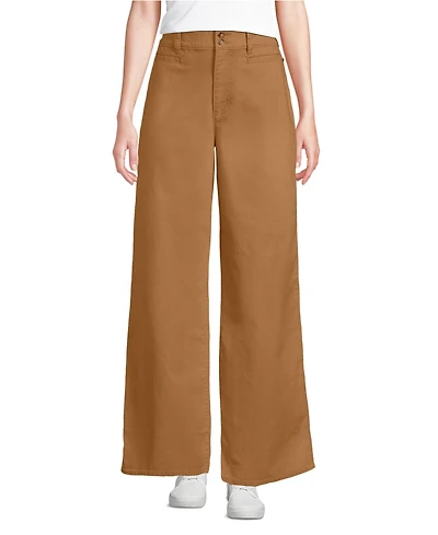 Lands' End Women's Petite Stretch Canvas High Rise Wide Leg Pants