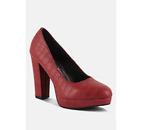 whitley croc texture high block heel pumps