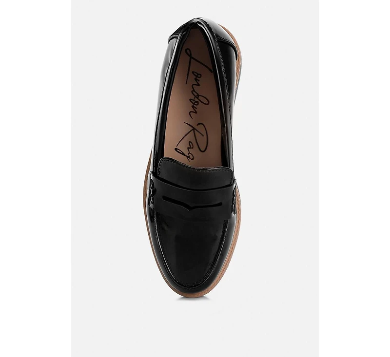 sinclair patent faux leather heeled loafers