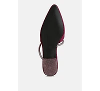turnon velvet diamante detail flat mules