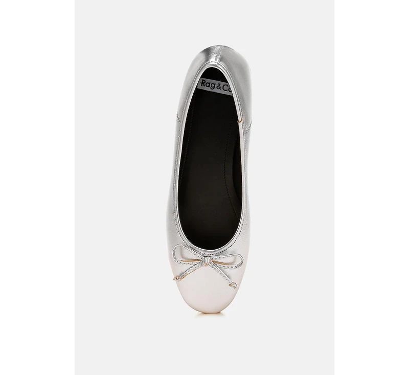 Enchanted Bow Detail Metallic Ballerinas