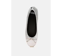 Enchanted Bow Detail Metallic Ballerinas