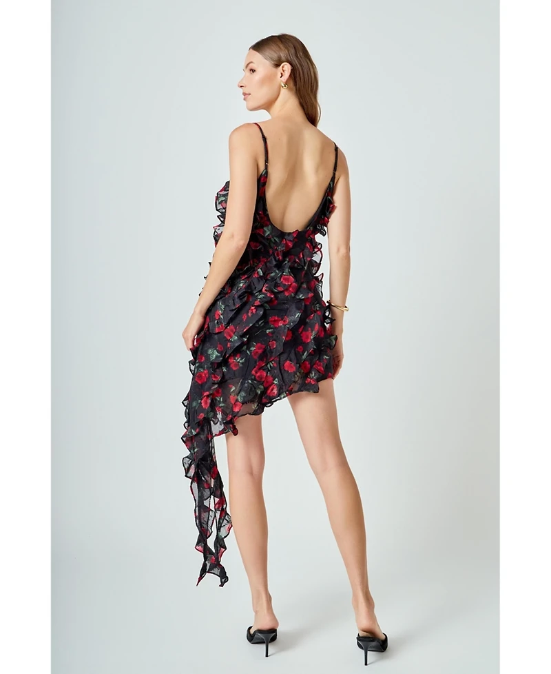 endless rose Women's Print Ruffled maxi Dress