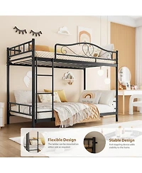 gaomon Twin Over Twin Metal Bunk Bed with Ladder & Full Guardrails, Heavy-Duty, Space-Saving, 400 lb Capacity, Noise-Free