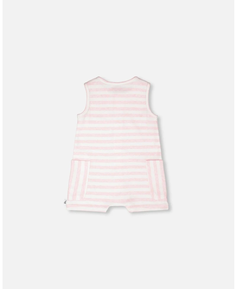 Deux par Baby Boys Cotton Striped Romper White and Pink Stripes
