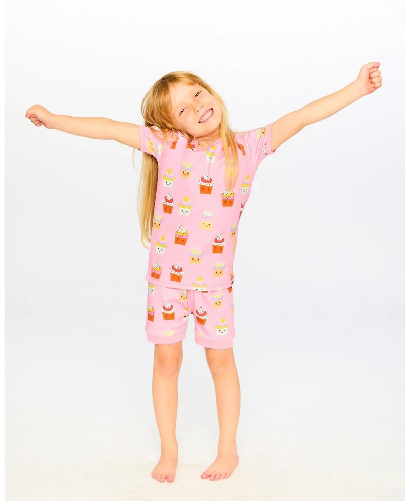 Deux par Baby Girls Cotton Two-Piece Pajama Set, Cupcake Print