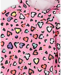 Deux par Baby Girls Rain One-Piece Polyurethane Pink Heart Print