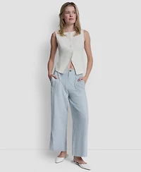Dkny Jeans Women's Cropped Wide-Leg Linen Pants