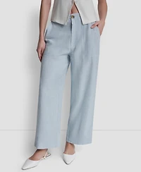 Dkny Jeans Women's Cropped Wide-Leg Linen Pants