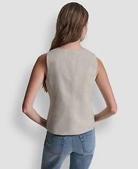 Dkny Jeans Women's Crewneck Button-Front Vest
