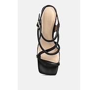 Artha Womens open square toe block heel sandals