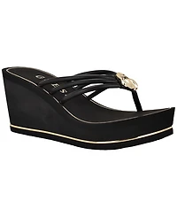 Guess Women's Sabrie Ornamented Round Toe Wedge Sandals