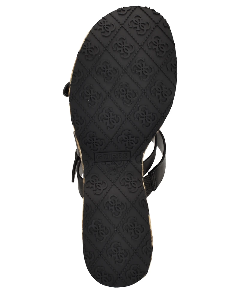 Guess Women's Nailah Strappy Buckles Cork Platform Wedge Sandal