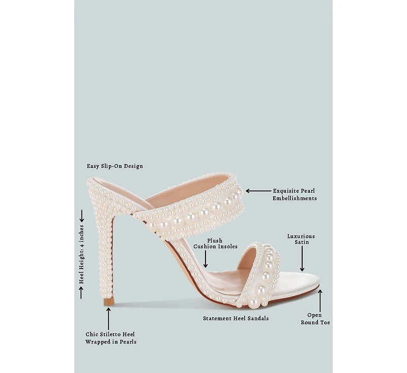 London Rag Womens Ambrin Pearl Embellished Slip On Stiletto Heels