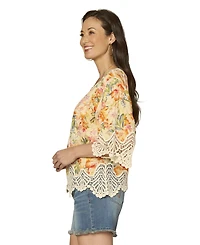 Democracy Petite V-Notch Neck Scallop Edge Top