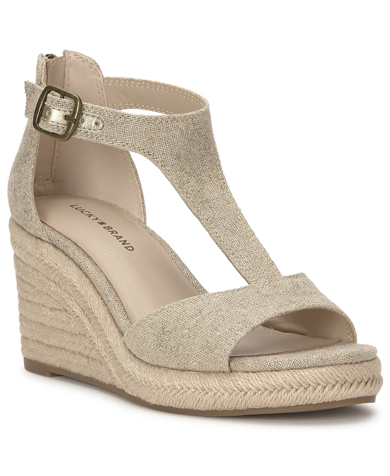 Lucky Brand Women's Cyleste T-Strap Espadrille Wedge Sandals