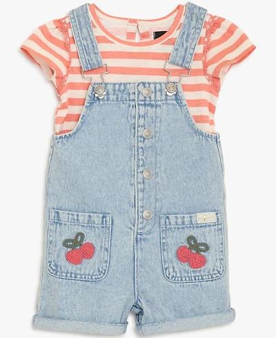 7 For All Mankind Baby Girls' Short-Sleeve Top & Shortall, 2-Piece Set