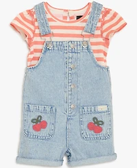 7 For All Mankind Baby Girls' Short-Sleeve Top & Shortall, 2-Piece Set