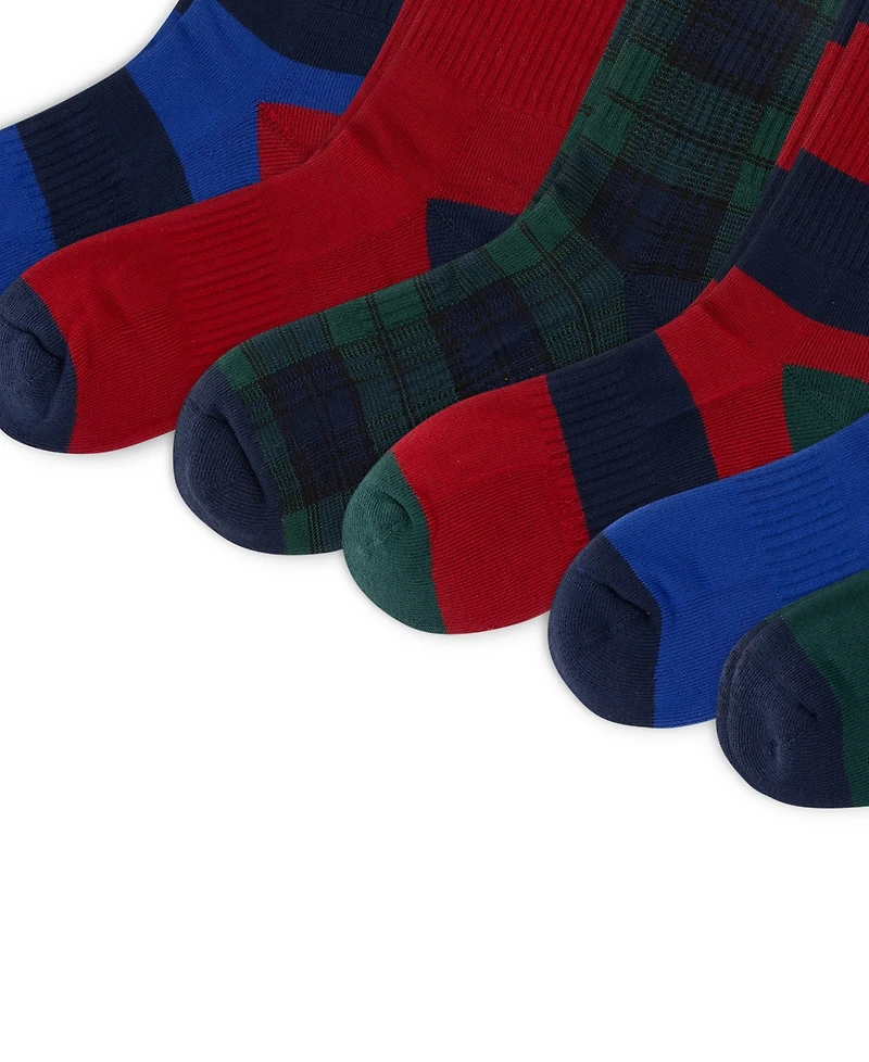 Polo Ralph Lauren Men's Blackwatch Tartan & P-Wing Crew Socks, 6-Pack