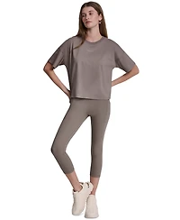 Dkny Sport Women's Metallic Bubble Logo Drop Shoulder Pull-On T-Shirt