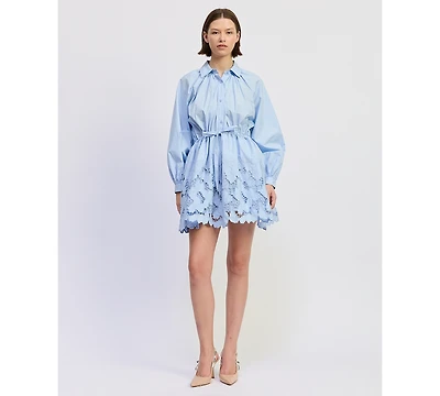 En Saison Women's Lucy Collared Long-Sleeve Mini Dress