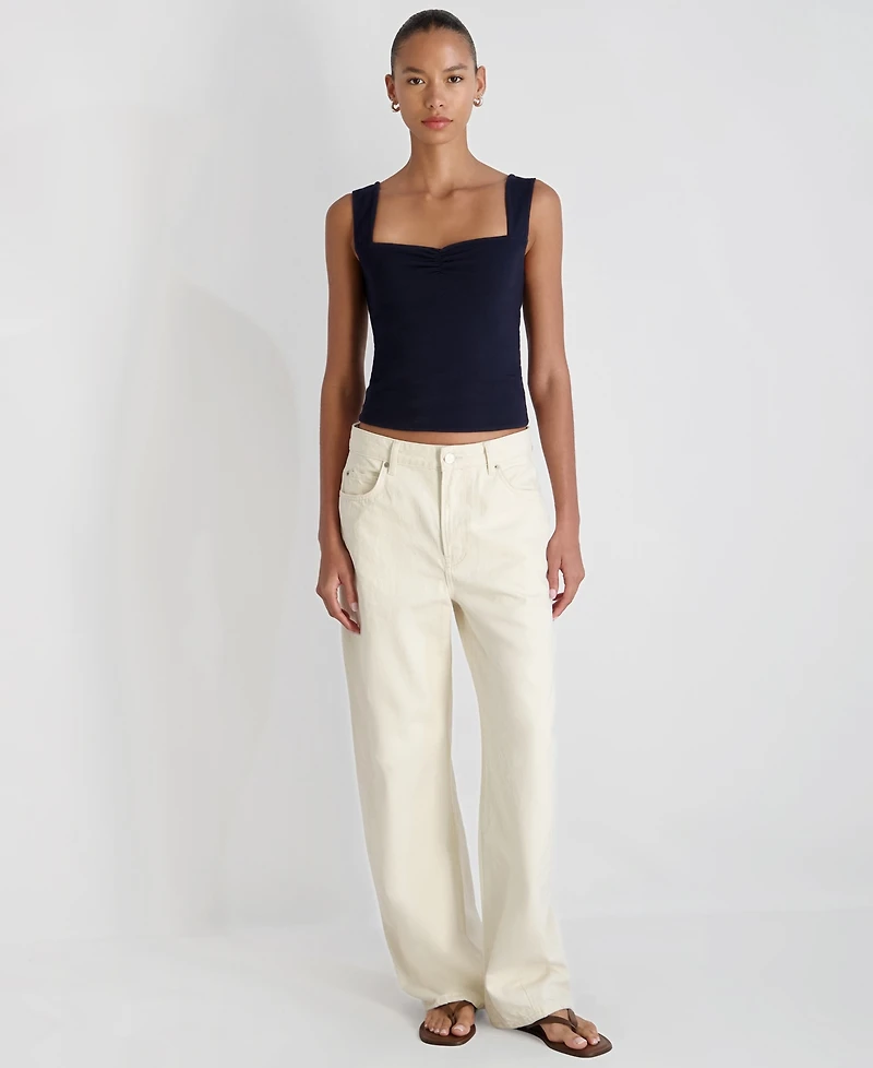 French Connection Women's Maisie Ruched Front Fitted Sweetheart Tank Top