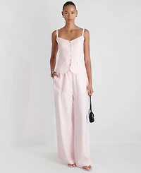 French Connection Women's Cooper Linen-Blend Wide-Leg Pants