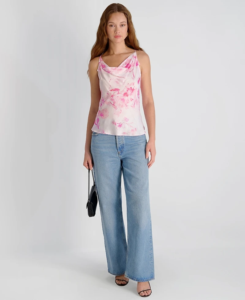 French Connection Women's Ennis Satin Cowl Neck Top