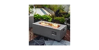 Flynama 42inch Rectangle Steel Fire Pit Outdoor Fire Table with Glass Wind Guard