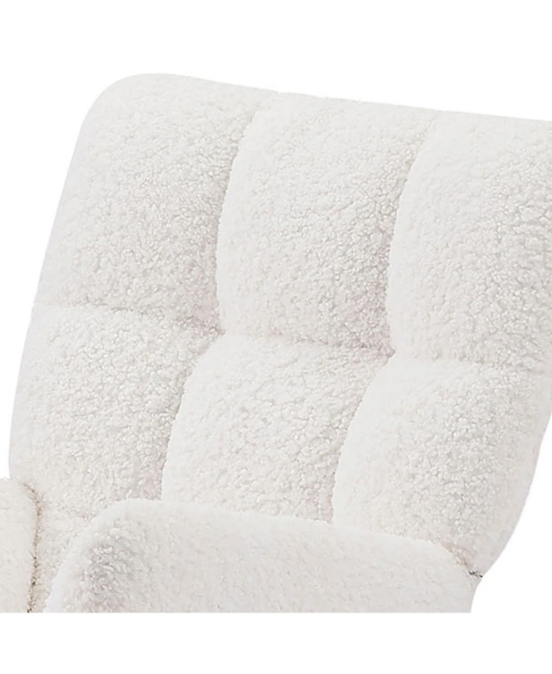 Flynama Off White Comfy Upholstered High Backrest Rocking Chair for Nursing Baby Reading Napping Nursery Living Room