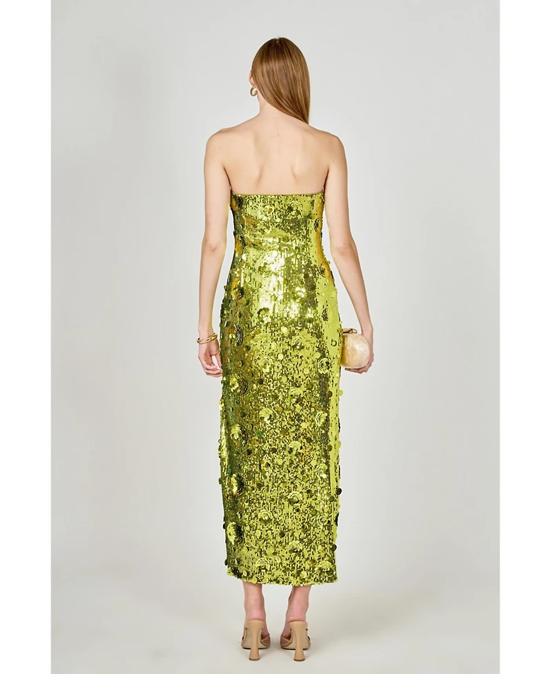 endless rose Women's Sequins Applique Midi Dress