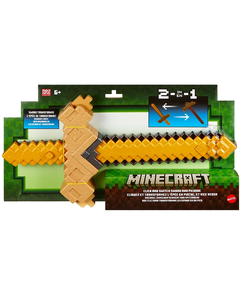 Minecraft Click and Switch Sword and Pickaxe 2-in-1 Role-Play Toy