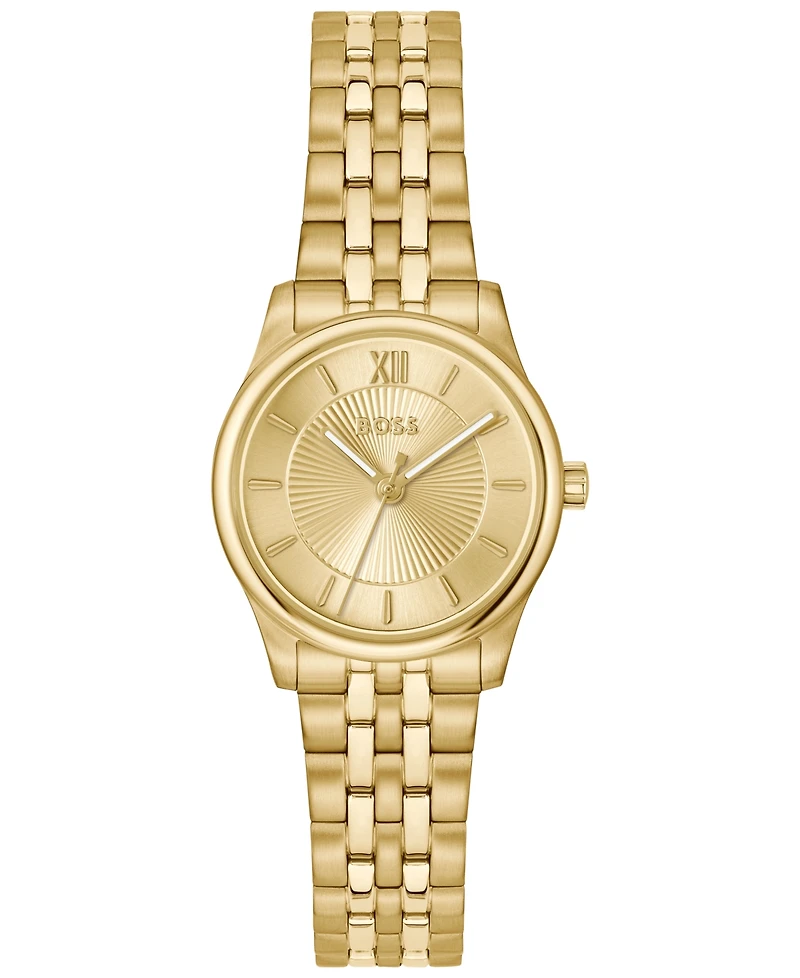 Hugo Boss Women's Graceful Mina Quartz Ionic Plated Thin Gold Steel Watch, 25mm
