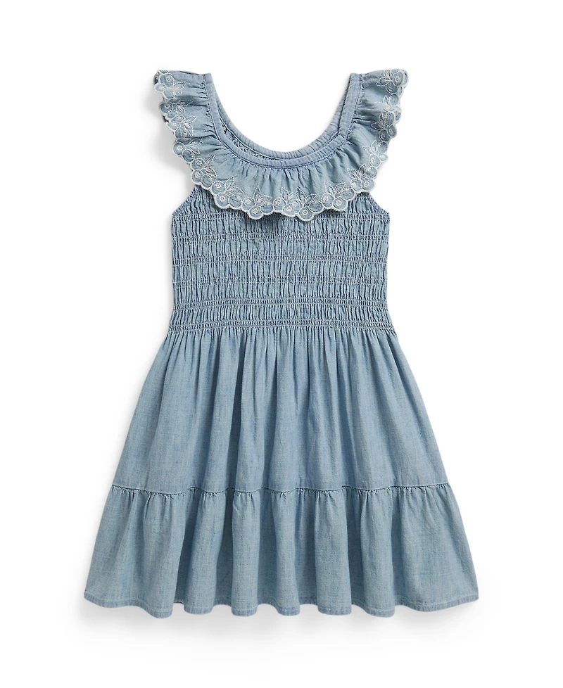 Polo Ralph Lauren Girls' 2-6X Blueberry-Overlay Round Neck Dress