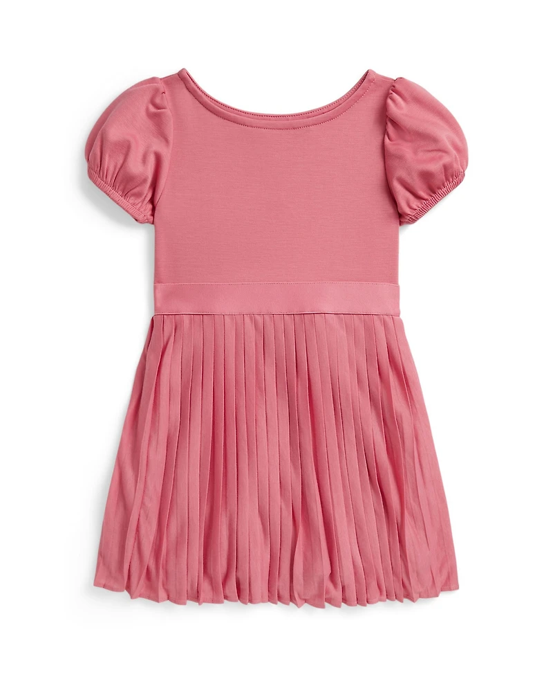 Polo Ralph Lauren Girls' 2-6X Pleated Stretch Ponte Round Neck Dress