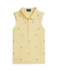 Polo Ralph Lauren Girls' 7-16 Four-Button Placket Pony Stretch Mesh Shirt