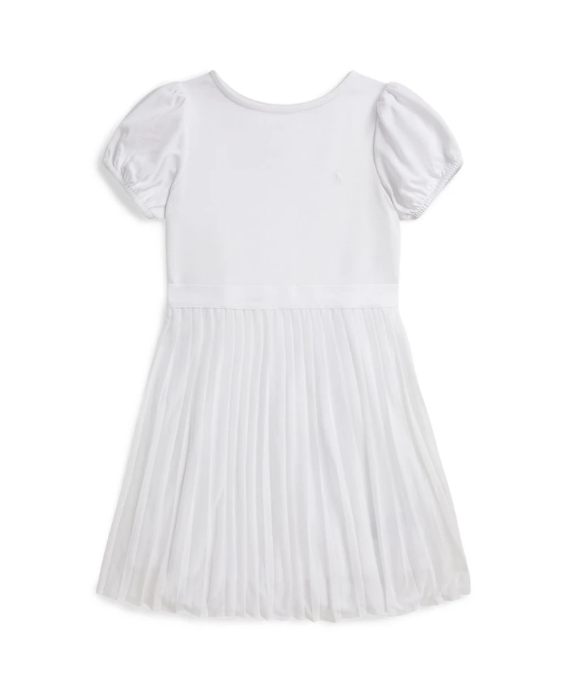 Polo Ralph Lauren Girls' 7-16 Round Neck Pleated Stretch Ponte Dress