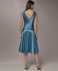 Donna Karan New York Women's Sleeveless Boat Neck Midi Dress