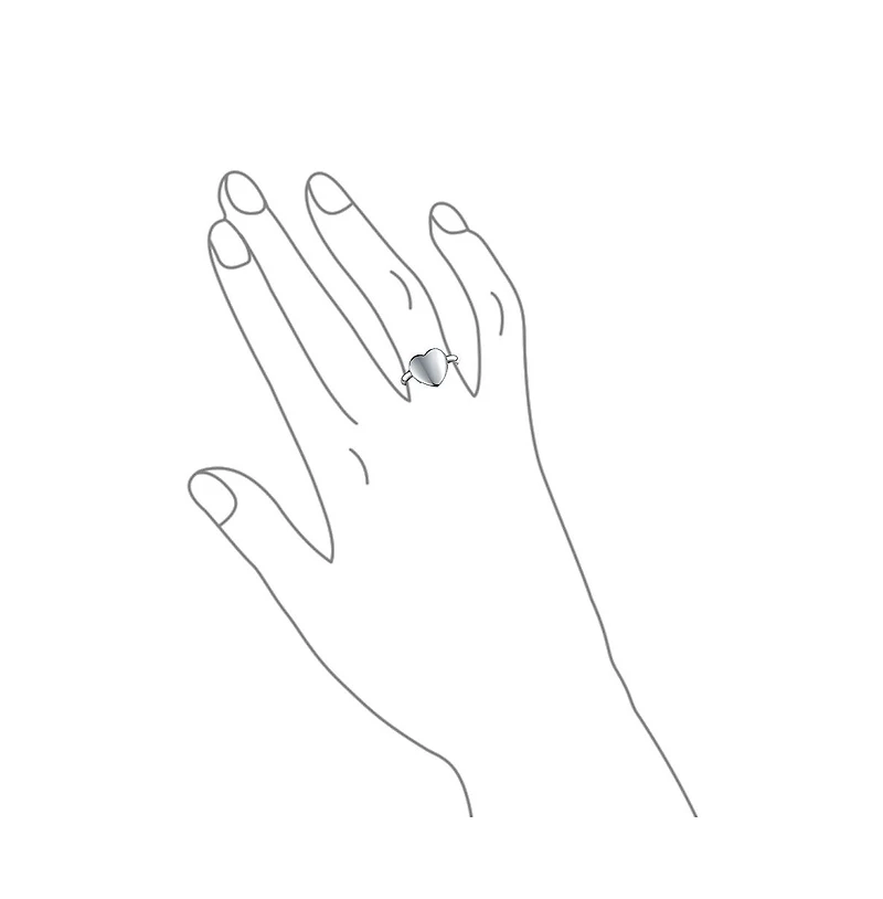 Bling Jewelry Simple Heart Shape Signet Large Ring Sterling Silver