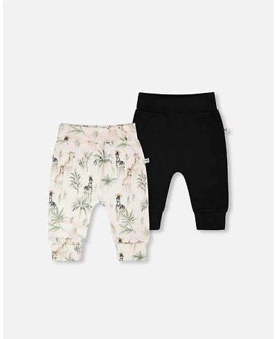 Baby Boy 2 Pack Cotton Jersey Evolutive Pants Beige Zebra Print
