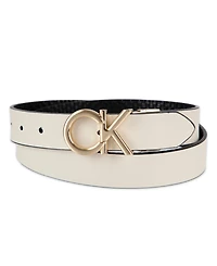Calvin Klein Women's Reversible Puffed Ck Monogram Buckle Belt