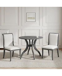 Streamdale Furniture Oak Gray Round Dining Table 39.4" - Solid Wood Legs, Timeless Elegance